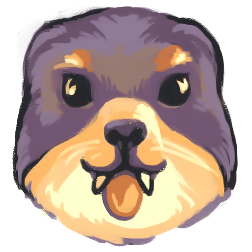 a stylized illustration of a hyrax head with it's tongue sticking out in a cute and silly expression.