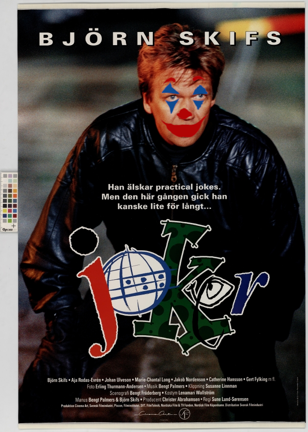 A poster for the Swedish 1991 film Joker with Björn Skifs of Blue Swede fame. Here he has the Joker make-up of Joaquin Phoenix photoshoped onto his face. The Swedish tag line says, in English: "He loves practical jokes, but this time he might've gone a bit to far..."