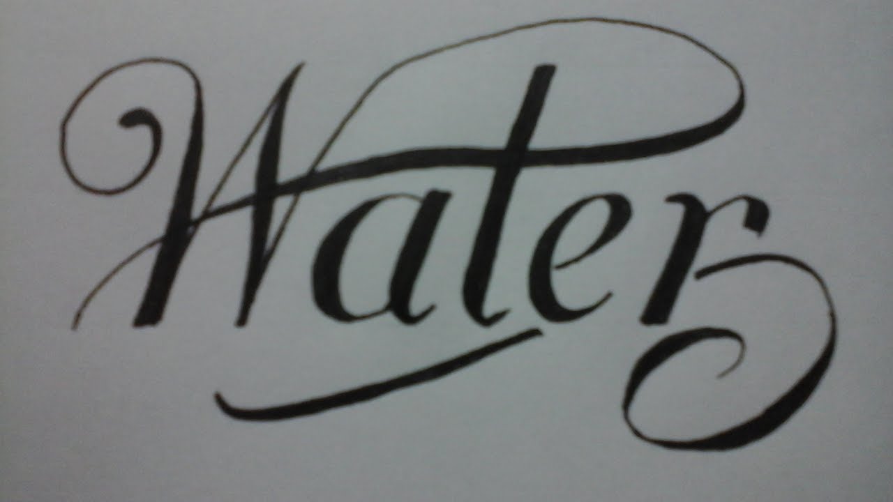 Calligraphy of the word water in cursive.