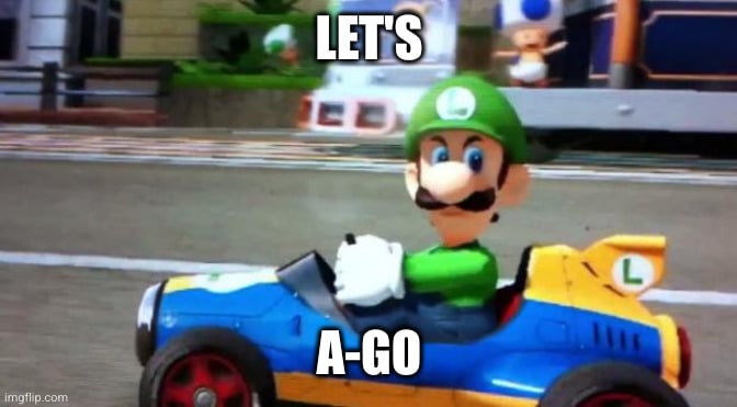 Death Stare Luigi captioned "LET'S A-GO"