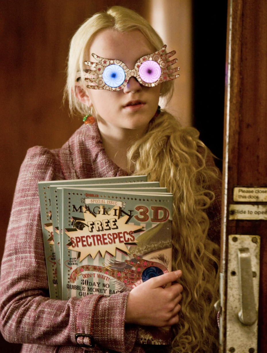 Luna Lovegood wearing glasses