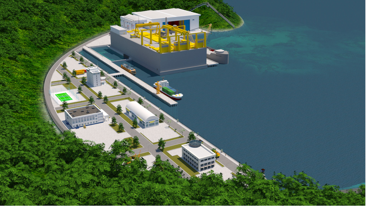 illustration of Thorcon 500 prototype power plant at Kelasa Island, Indonesia