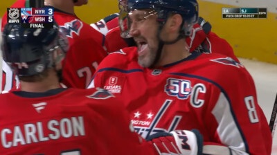 Ovi and the Caps players bask in the glory of their victory over the dirty rags