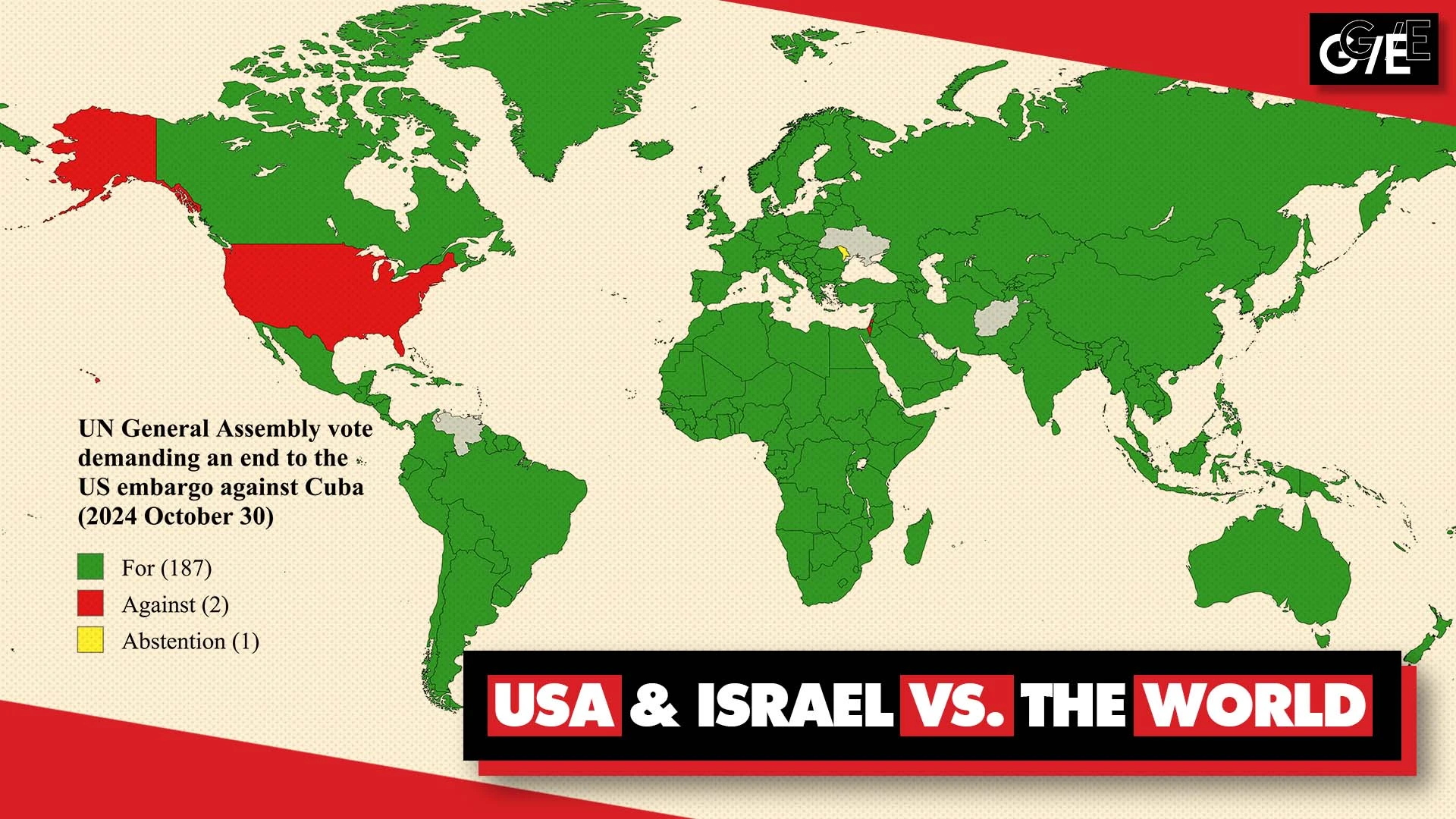 US & Israel oppose entire world in UN vote to end Cuba blockade