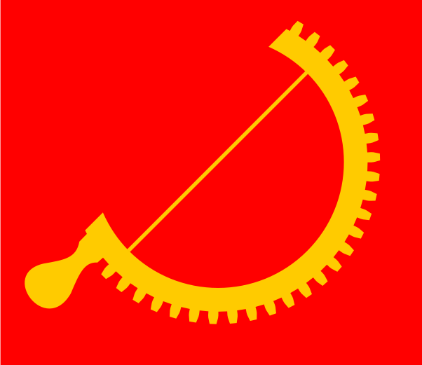 Bow-sickle style flag.