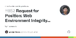 Request for Position: Web Environment Integrity API · Issue #852 · mozilla/standards-positions