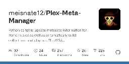GitHub - meisnate12/Plex-Meta-Manager: Python script to update metadata information for items in plex as well as automatically build collections and playlists. The Wiki Documentation is linked below.