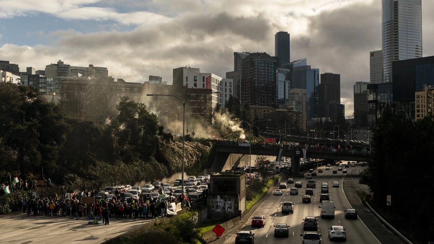 Protesters calling for cease-fire in Israel-Hamas war block freeway in Seattle for several hours