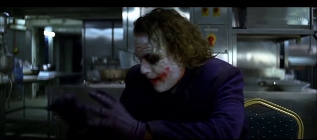 joker in dark knight just after the pencil trick - it's gone