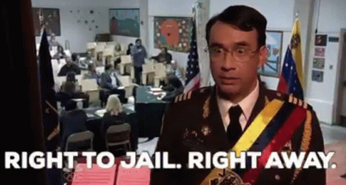 fred armisen "right to jail, right away" meme