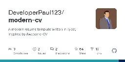GitHub - DeveloperPaul123/modern-cv: A modern resume template written in Typst, inspired by Awesome-CV