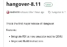 Wine-Based Hangover 8.11 Begins Integrating FEX Emulator Support