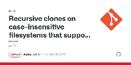Recursive clones on case-insensitive filesystems that support symlinks are susceptible to Remote Code Execution