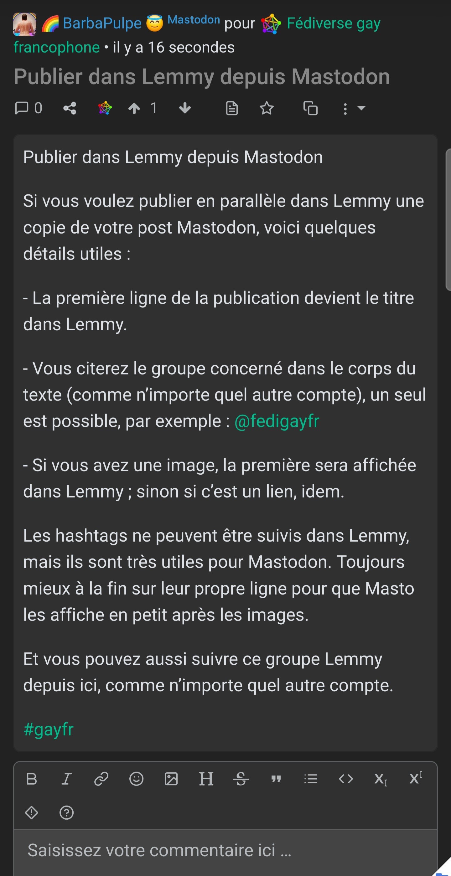 La présente publication dans Lemmy