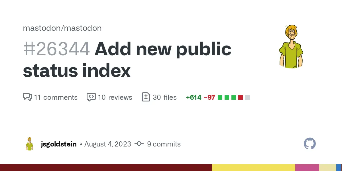 Add new public status index by jsgoldstein · Pull Request #26344 · mastodon/mastodon