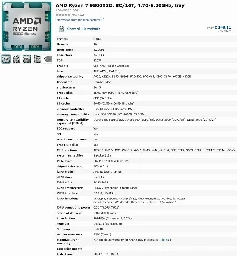 AMD Ryzen 7 9800X3D Comes with 120W TDP, 5.20 GHz Boost, All Specs Leaked