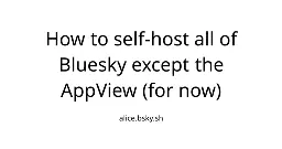 How to self-host all of Bluesky except the AppView (for now) — alice.bsky.sh