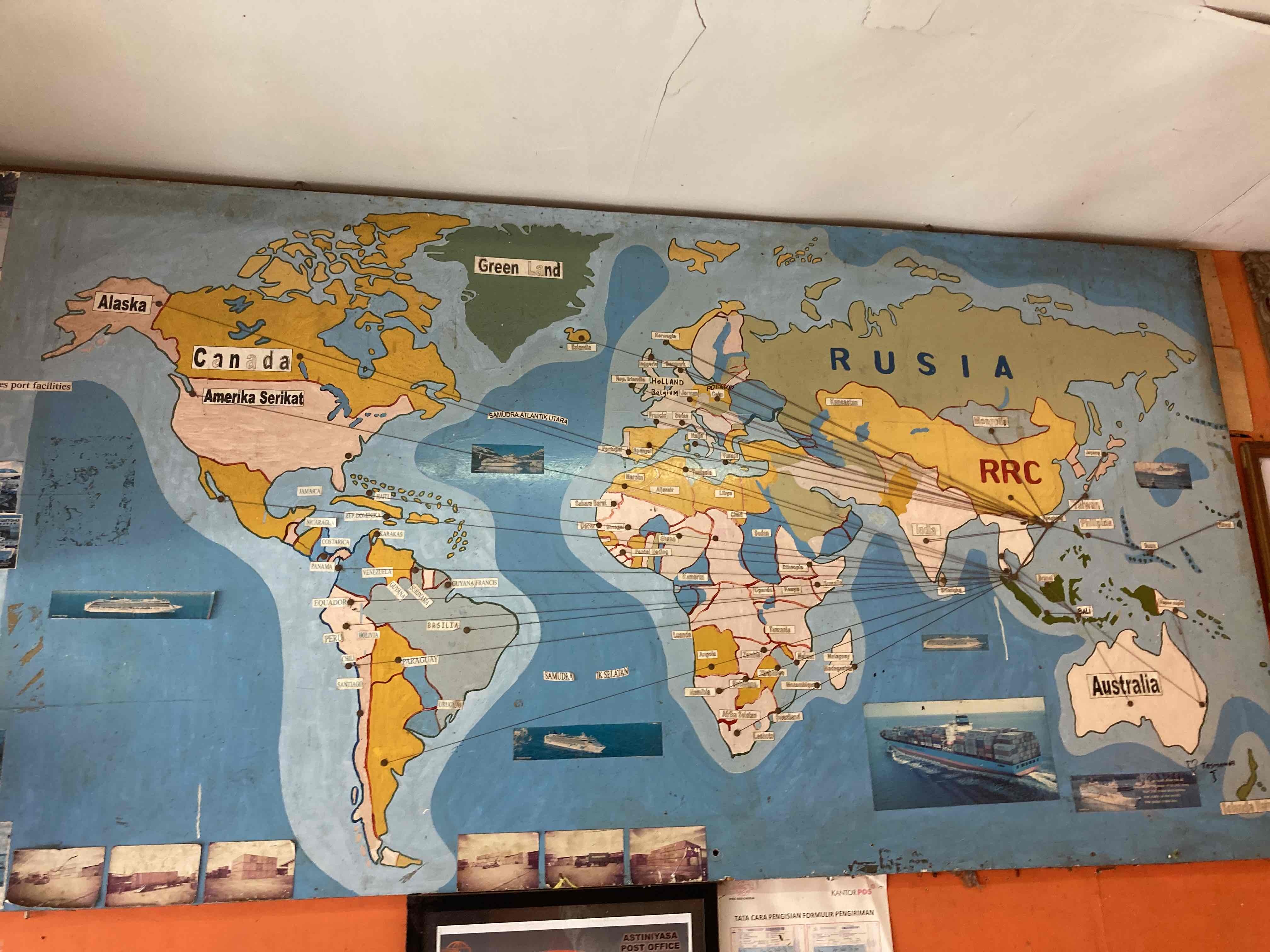 A map in a Balinese post office