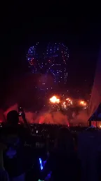 Drone and fireworks show at the 2023 Pyrotechnics Guild International (PGI) Convention