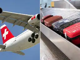 A plane took off from Switzerland with 111 people on board and 0 of their suitcases