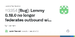 [Bug]: Lemmy 0.18.0 no longer federates outbound with non-Lemmy instances · Issue #3354 · LemmyNet/lemmy