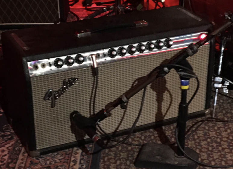 A Silverface Bandmaster Reverb head with two 8" speakers stuffed inside.