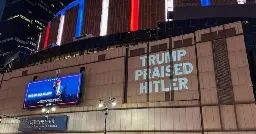 DNC projects message tying Trump to Hitler on Madison Square Garden during rally