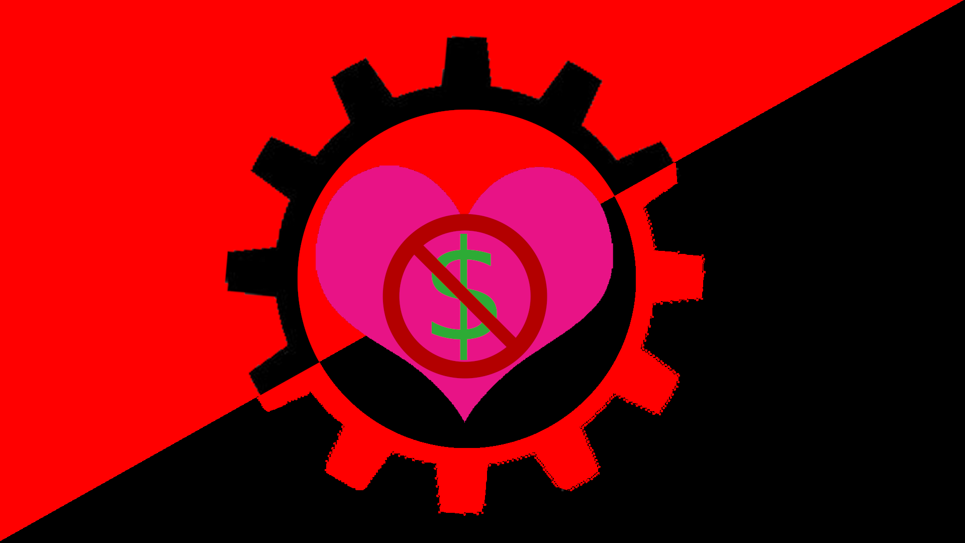 Anticapitalist Valentine's Day flag in an anarcho-syndicalist nature.