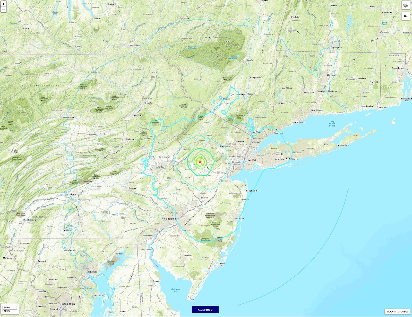 4.8 Magnitude Earthquake detected near Whitehouse Station NJ.