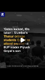 Political News & Story - India on Instagram: "The students of Thakur College in Mumbai were forced to attend a session hosted by Union Minister & BJP leader Piyush Goyal’s son, with the management shutting exits and confiscating ID cards.

With an exam due the next day, the students of the Thakur College of Science & Commerce were forced into walking up to the seventh floor for a BJP event that was sprung up on them.

Once there, the students realised that Dhruv Goyal, son of Union Minister Piyush Goyal was the spokesman at the session which was all about Prime Minister Narendra Modi and the BJP’s achievements so to speak.

Apparently, once at the meeting, students who were video recording the event were pulled up and ordered to delete the video immediately. One student who dared to raise his voice on the behaviour of the college authorities was also made to shut up.

Once Goyal left the venue, the students said, the principal came on the stage and reprimanded the students for their uncooperative behaviour.

Video: Free Press Journal

.
.
.
#india #maharashtra #mumbai #bjp #narendramodi #piyushgoyal #dhruvgoyal #thakurcollege #student #news"