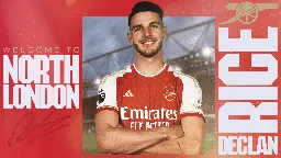 Declan Rice completes transfer to Arsenal