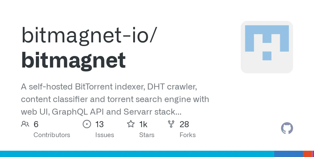 GitHub - bitmagnet-io/bitmagnet: A self-hosted BitTorrent indexer, DHT crawler, content classifier and torrent search engine with web UI, GraphQL API and Servarr stack integration.