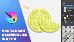 How to Draw a lemon slice - Krita digital painting tutorial - Easy step by step for beginners