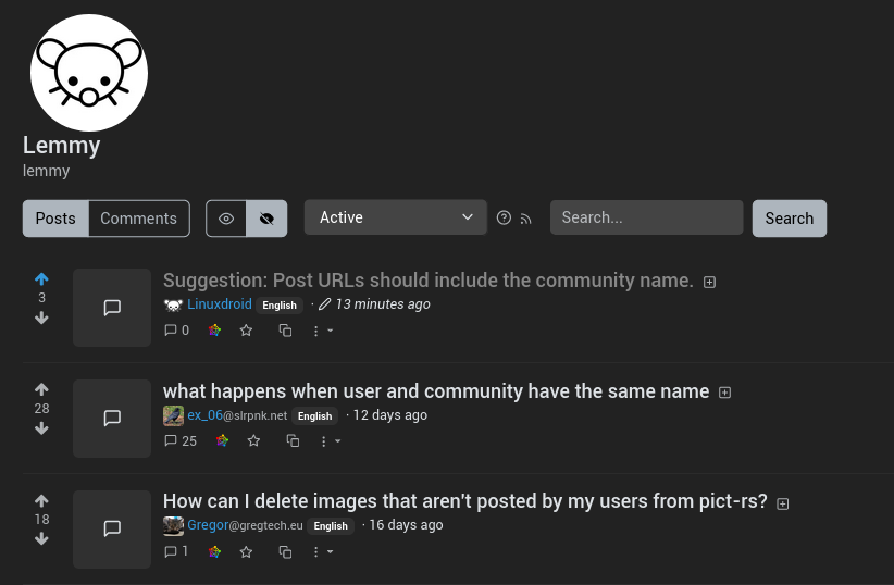 Suggestion: search bar above posts.