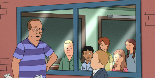 cropped image of the "If Those Kids Could Read They'd Be Very Upset" King of the Hill meme template, without any text