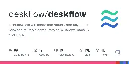 GitHub - deskflow/deskflow: Deskflow lets you share one mouse and keyboard between multiple computers on Windows, macOS and Linux.