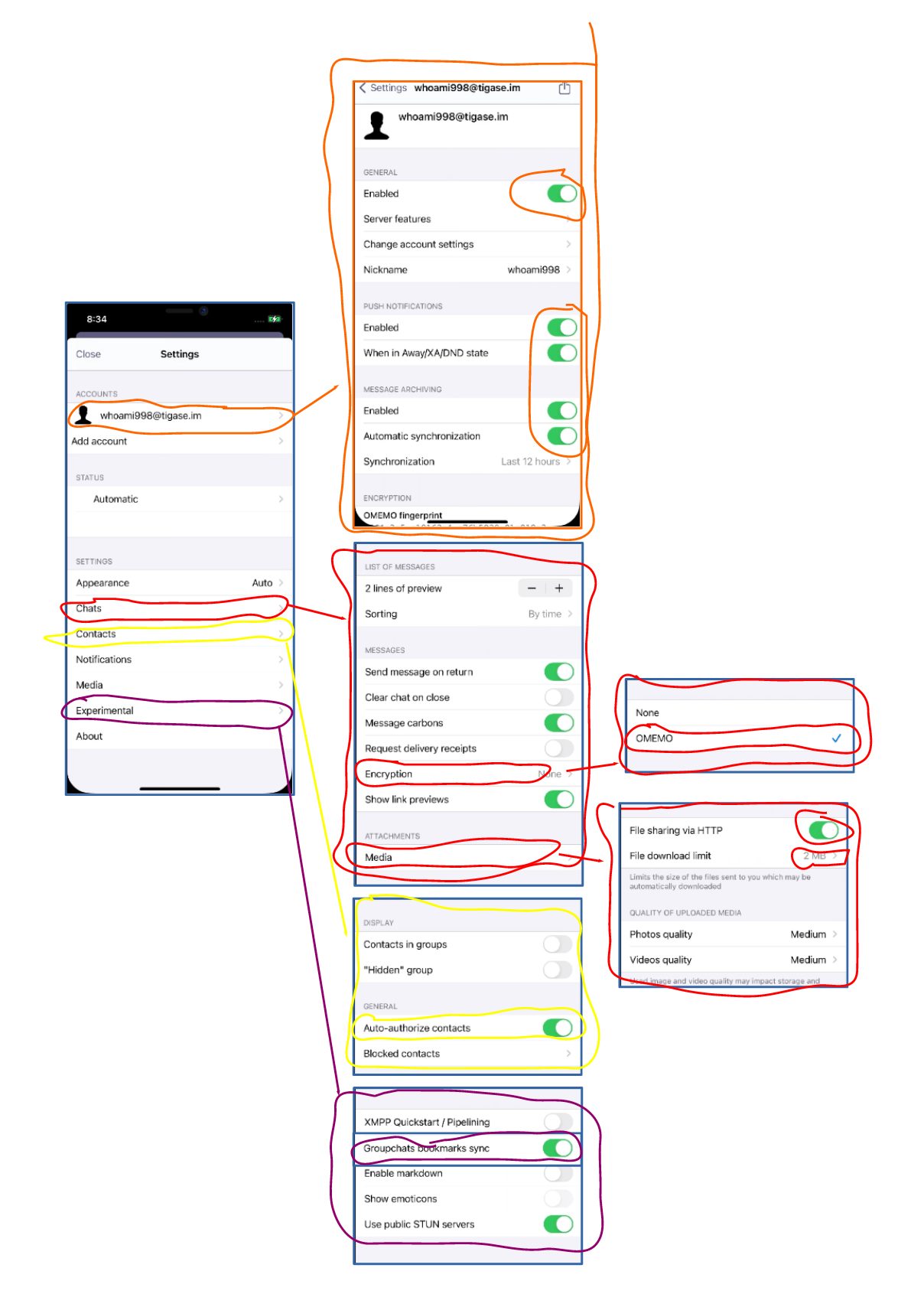 screenshots of siskin config screens showing how to configure it