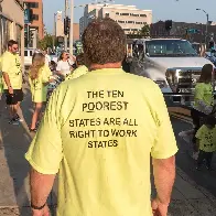 The ten poorest states are all right to work states