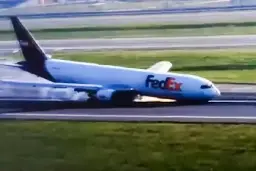 Front of Boeing 767 scrapes along Istanbul runway after front landing gear failure