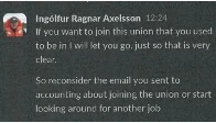 Hotel owner: “If you want to join this union that you used to be in I will let you go, just so that is very clear.”