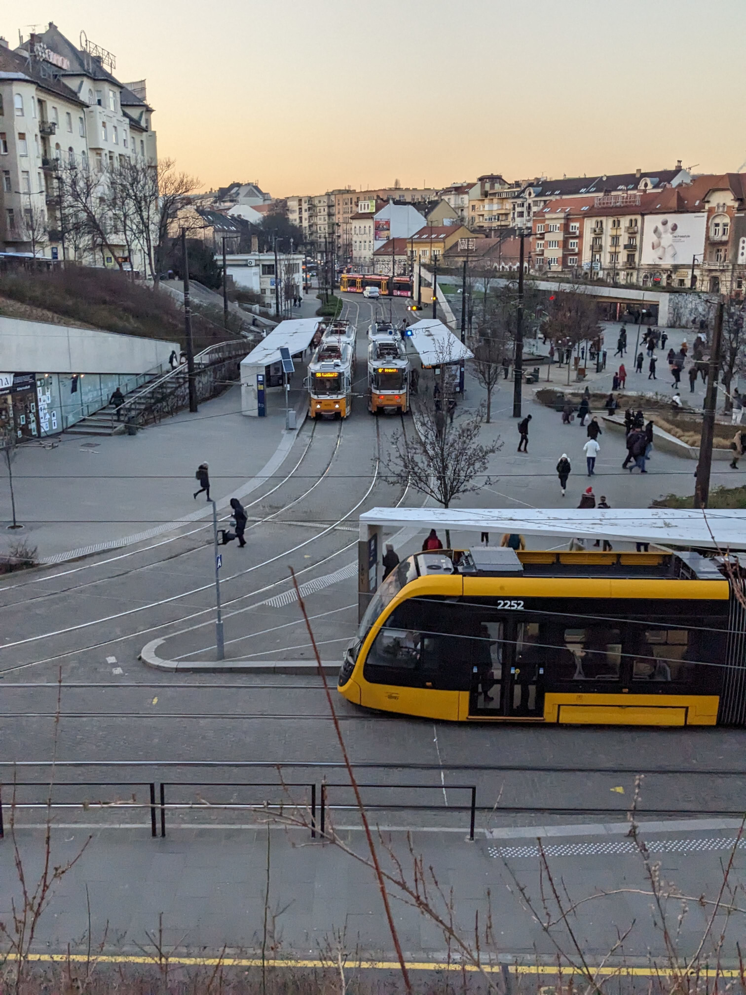 Old and new trams in Budapest