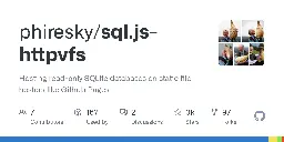 GitHub - phiresky/sql.js-httpvfs: Hosting read-only SQLite databases on static file hosters like Github Pages