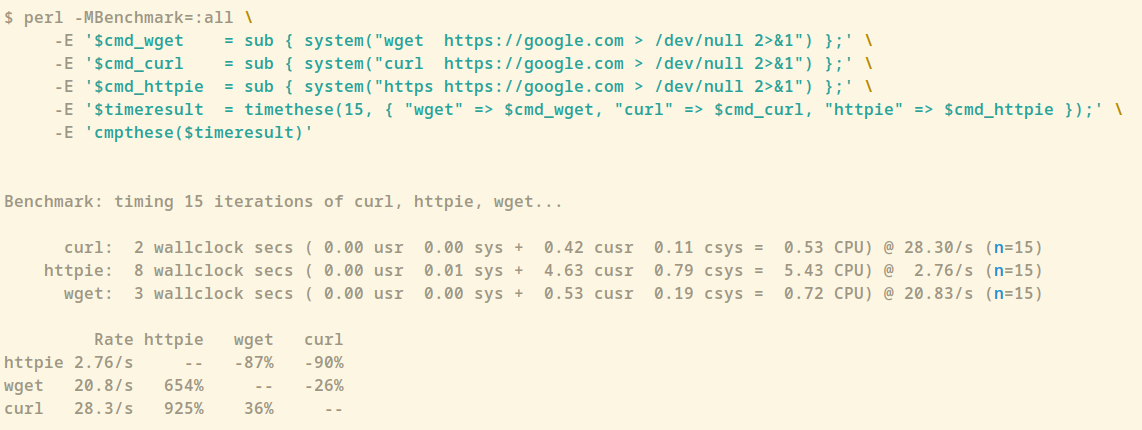 [TIP] Quickly benchmark commands using Perl