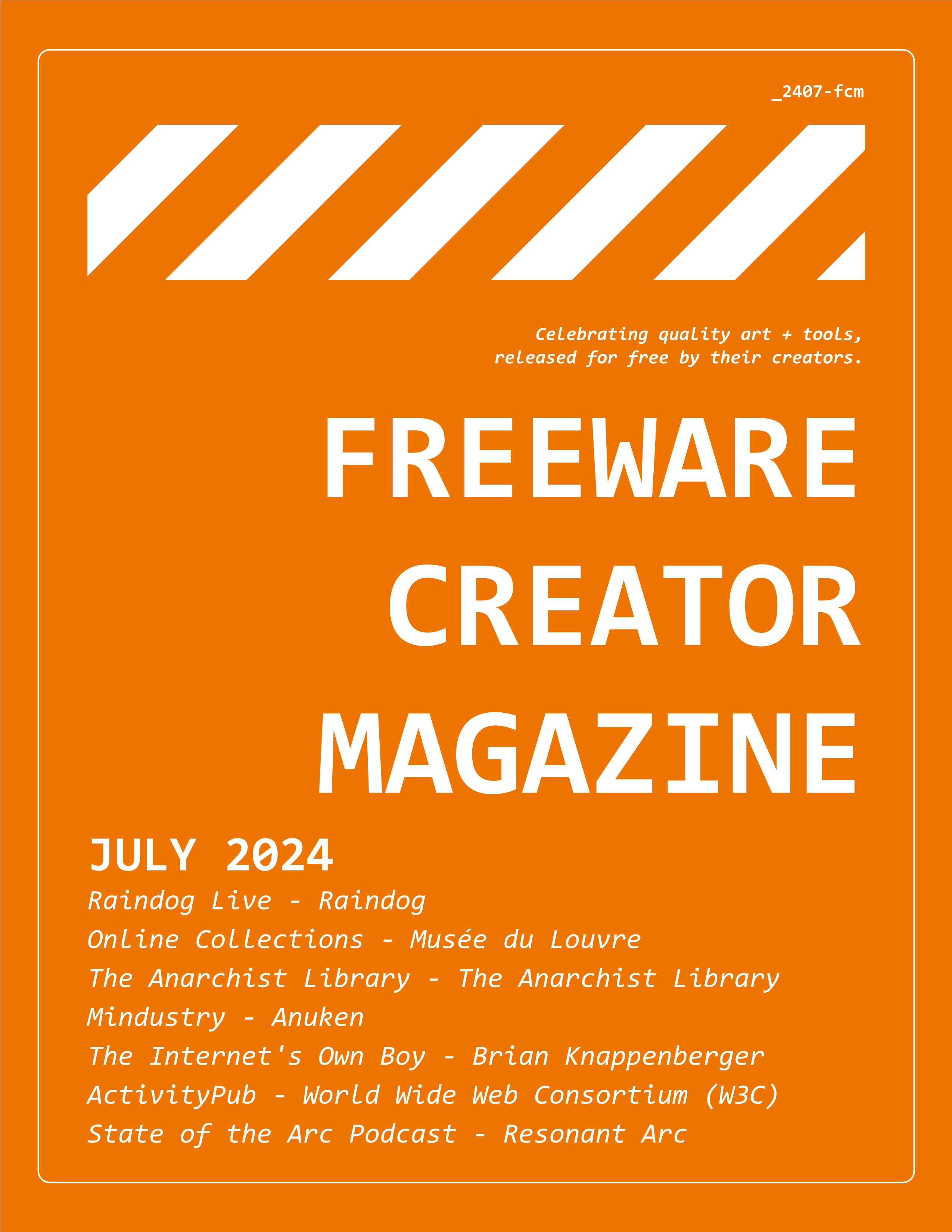 Front cover of Freeware Creator Magazine July 2024