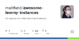 GitHub - maltfield/awesome-lemmy-instances: Comparison of different Lemmy Instances